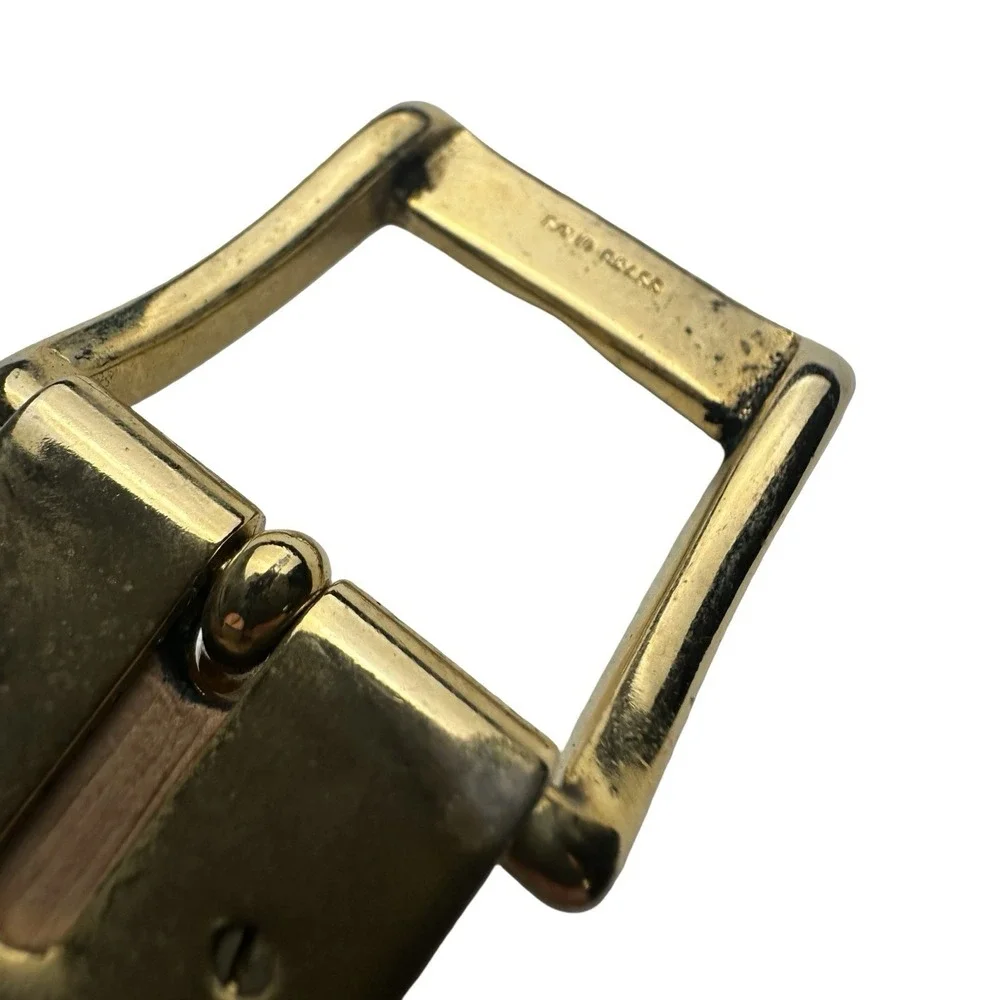 Bespoke Black Genuine Caiman Crocodile Mens Brass Buckle Belt Size 34